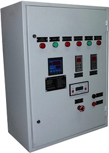 Комплект автоматики котла Е-1.0-0.9 М, предназначен для автоматизации парового котла Е-1/9 М- топливо: мазут. Автоматика обеспечивает защиту котла, отсечку топлива при исчезновении напряжения питания и при отклонении технологических параметров от нормы, а также автоматический розжиг и регулирование. Комплект автоматики котла Е-1.0-0.9М. Комплектация: Щит управления, МЭО, ЗЗУ, колонка уровнемерная, датчики.